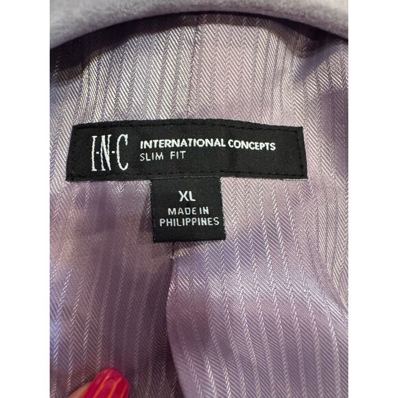 INC International Concepts Black Purple Silver Floral Party Suit Coat Blazer XL - Picture 12 of 16